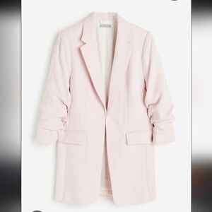 H&M Light Pink Gathered Sleeves Blazer